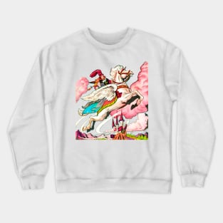 The Princess from the Castle on a Flying Winged Horse Retro Vintage Comic Crewneck Sweatshirt